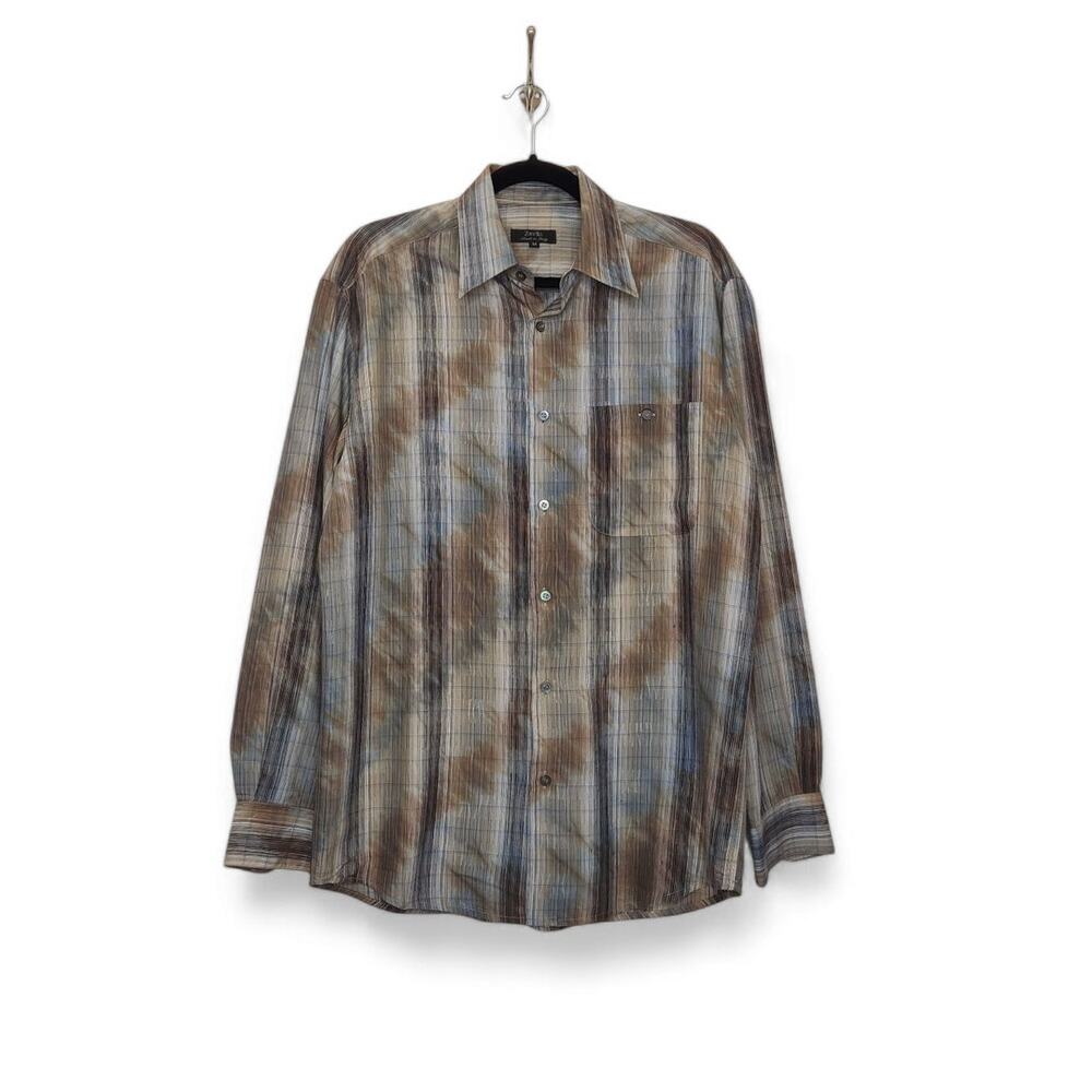 Vintage Italy Core Zanella Medium Button Shirt y2k Art Earth Tones Grunge VTG